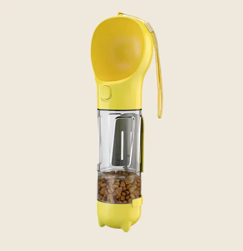Gourde multifonctions pour chien, hydratation, praticité, transportable.