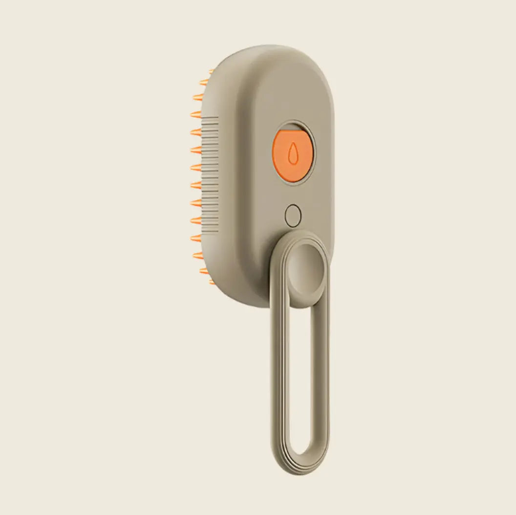 Brosse à vapeur avec poignée ergonomique et boutons de commande.