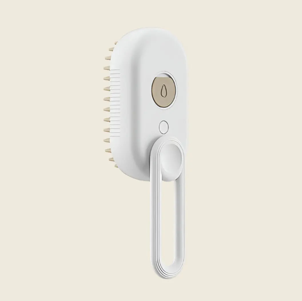 Brosse à vapeur blanche avec poignée intégrée.